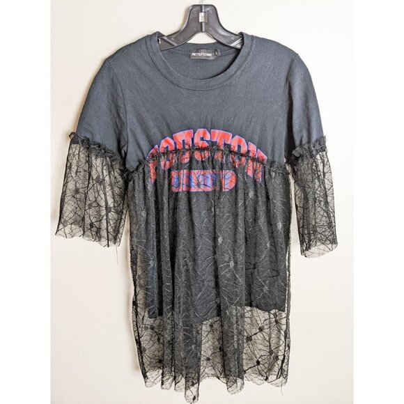 PrettyLittleThing Tops - PrettyLittleThing Mesh Houston Academy Tunic Blouse Small